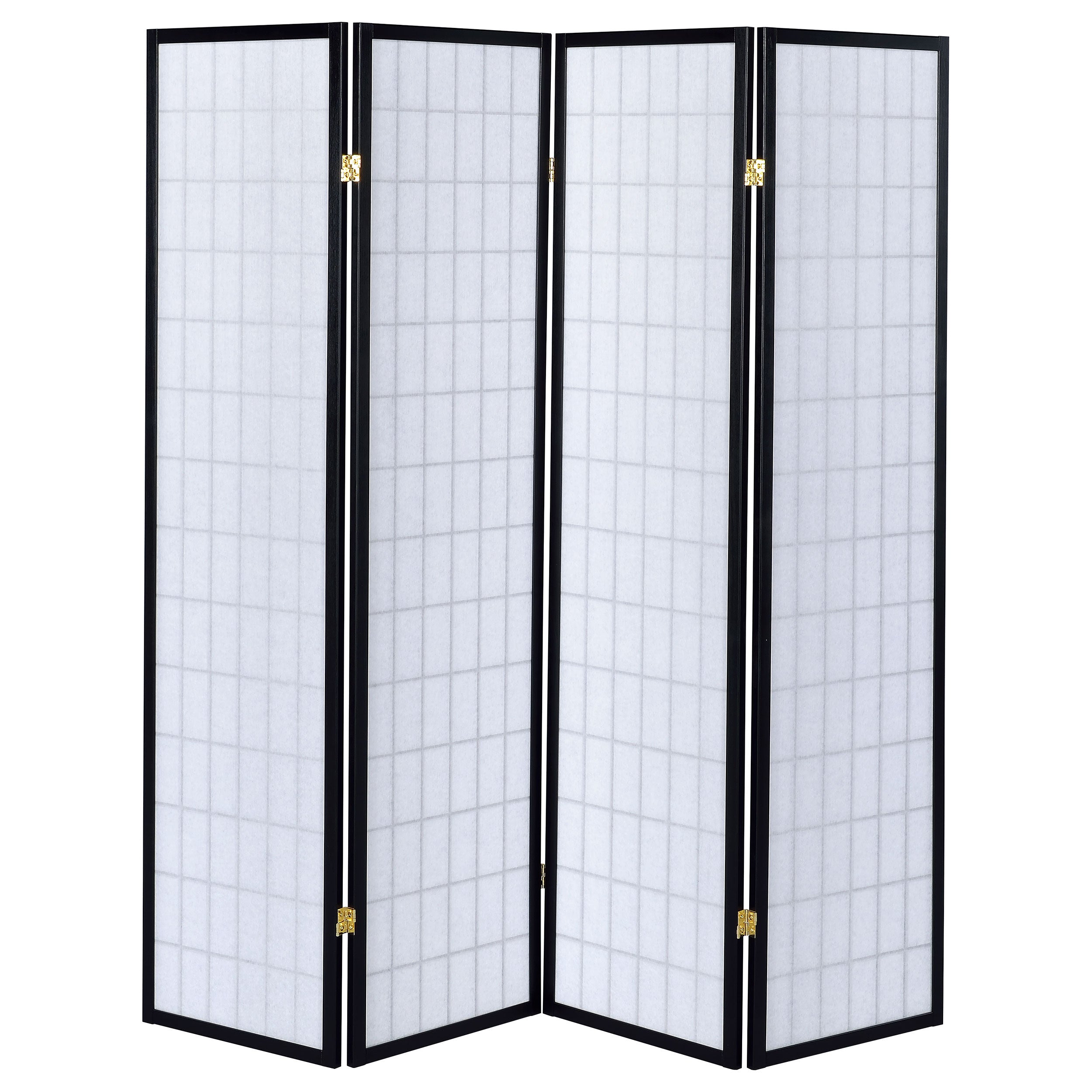 Roberto 4-Panel Room Divider Folding Shoji Screen Black — view 5