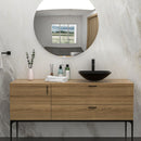 Artistic Tempered Glass Vessel Sink With Faucet And Pop Up Drain - Matte Black