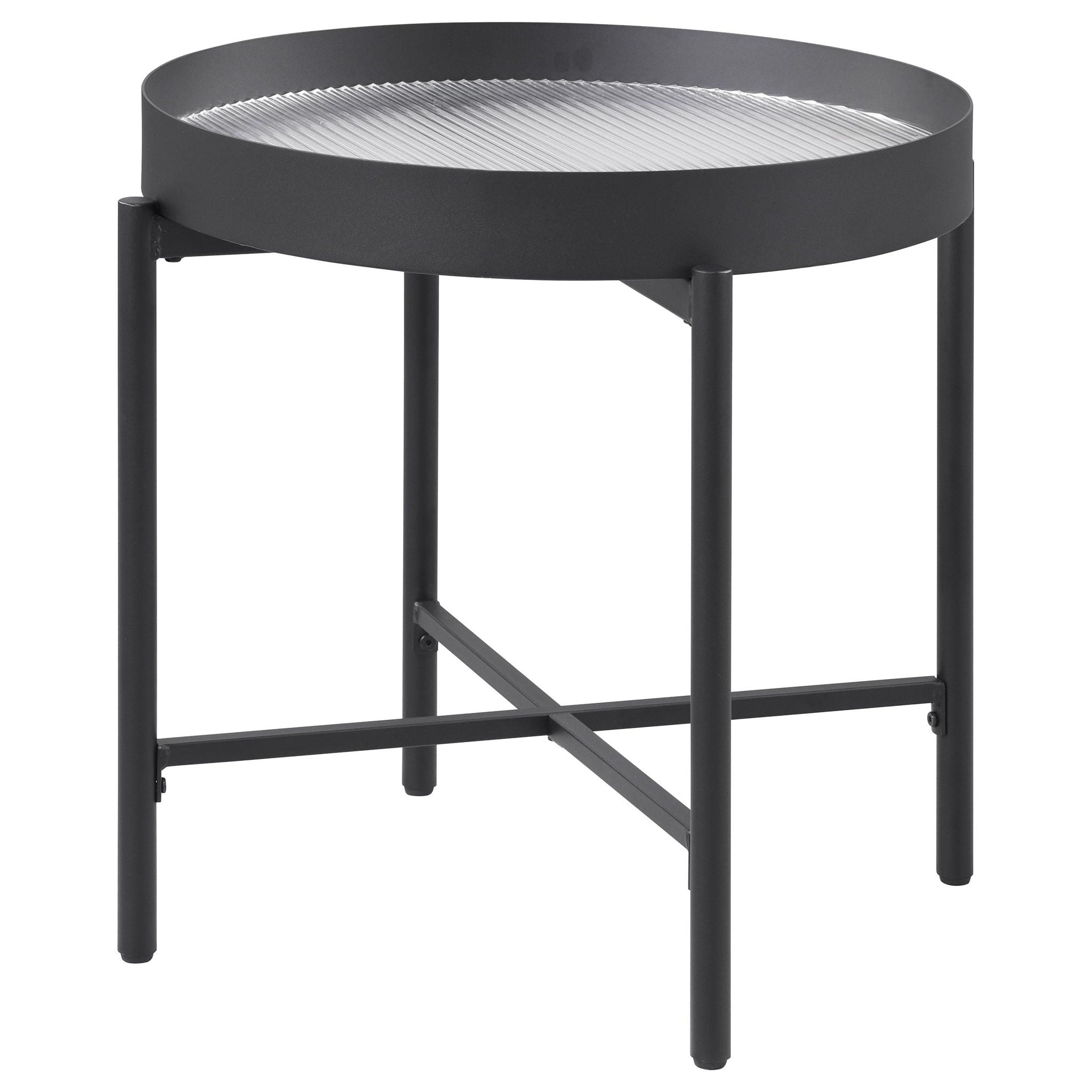 Ozella Round End Side Table with Recessed Top Sandy Black