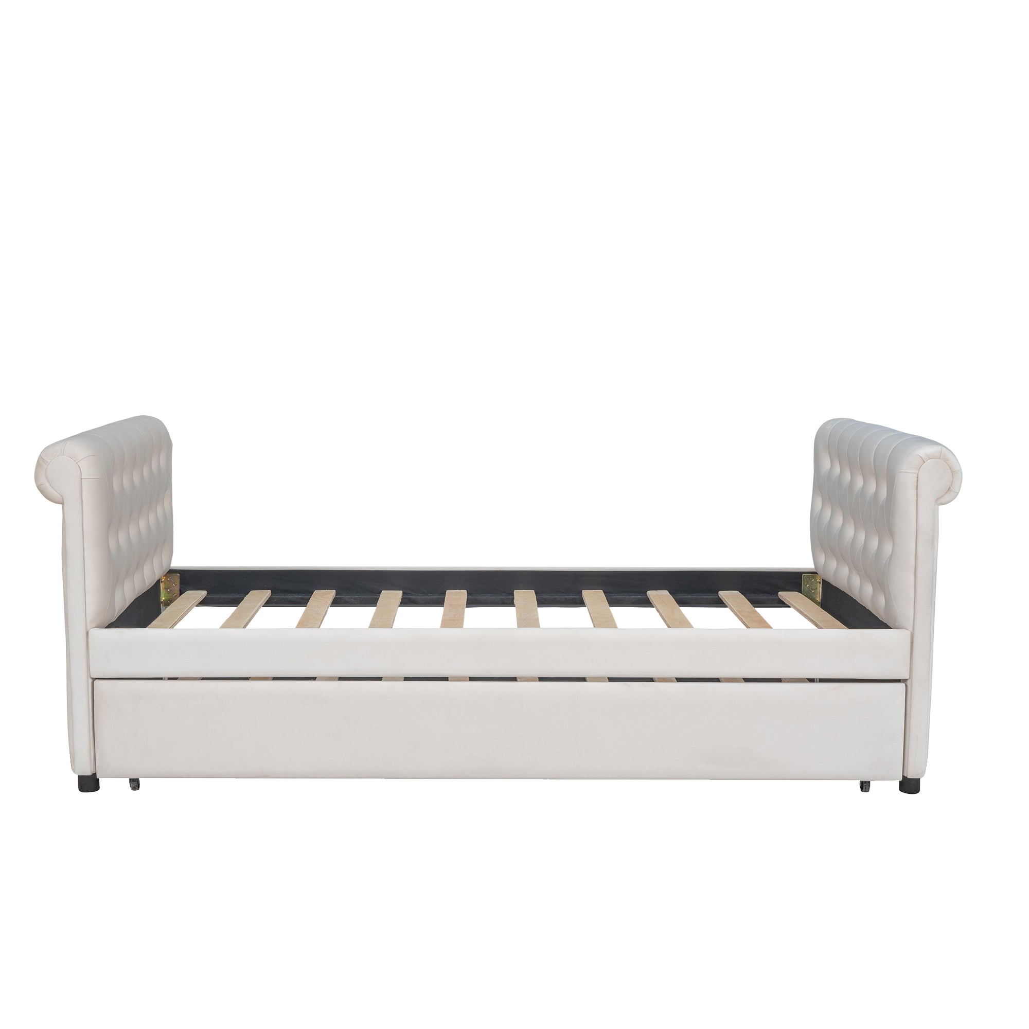 Twin Size Upholstered daybed with Trundle, Wood Slat Support, Beige(OLD SKU :LP000116AAA) - Atlantic Fine Furniture Melbourne FL