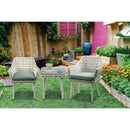 Tashay - Patio Bistro Set - Green Fabric & Beige Wicker - Atlantic Fine Furniture Inc
