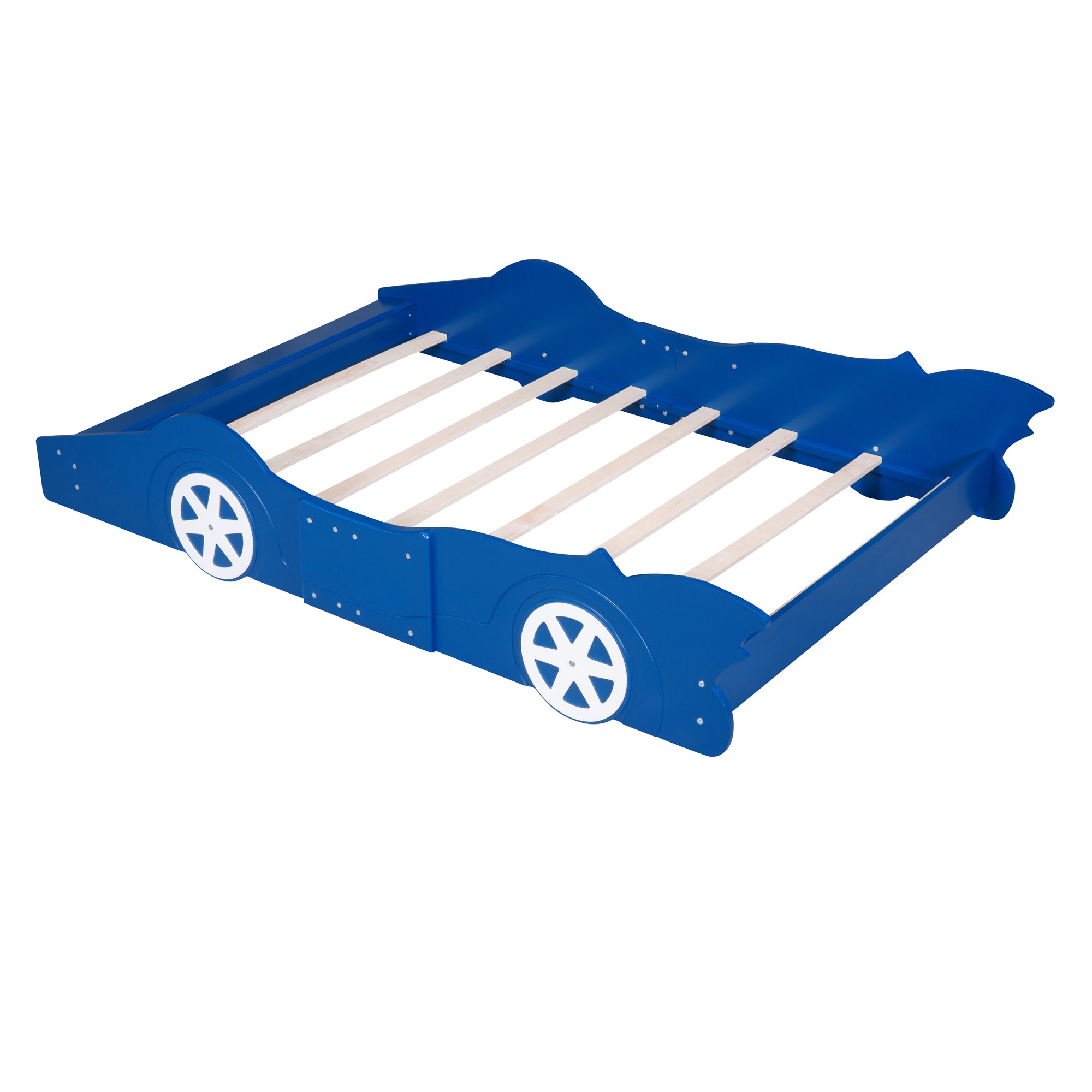 Full Size Race Car-Shaped Platform Bed with Wheels,Blue - Atlantic Fine Furniture Melbourne FL