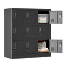 9 Door Employee Storage Locker With Card Slot, Lockers For Office, Gym, School, And Home - Black