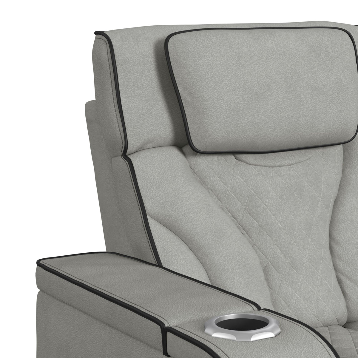 Blitz Motion Loveseat With Console, And LED in Dark Gray by Elements International, view 8