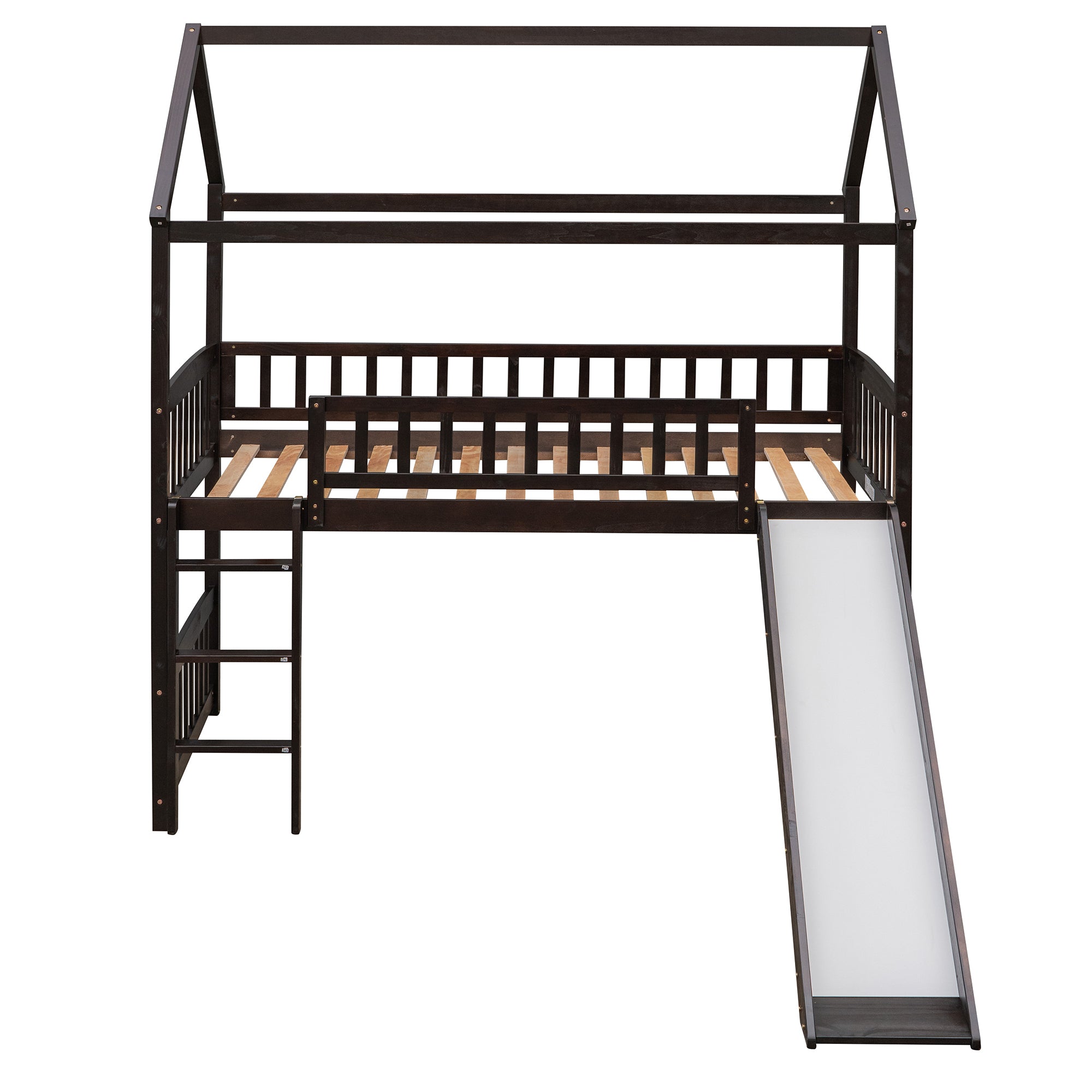 Twin Loft Bed with Slide, House Bed with Slide,Espresso(OLD SKU :LT000212AAP) - Atlantic Fine Furniture Melbourne FL