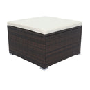 11 Piece Patio Wicker Conversation Set, 10 Seater Patio Sectional Set With 3 Storage Box Under Seat - Brown / White