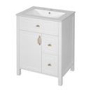 Elegant Bathroom Vanity With Ceramic Sink, Soft Close Doors And Drawers, Double Storage Racks