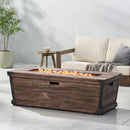 Outdoor Patio Rectangle Gas Burning Fire Pit 50, 000 Btu, Wood Pattern - Brown