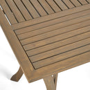 Transitional Acacia Wood Dining Table With Slat Panel Top - Gray