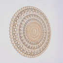 Floral Hand Carved Mandala Round Wall Decor - Brown / Antique White