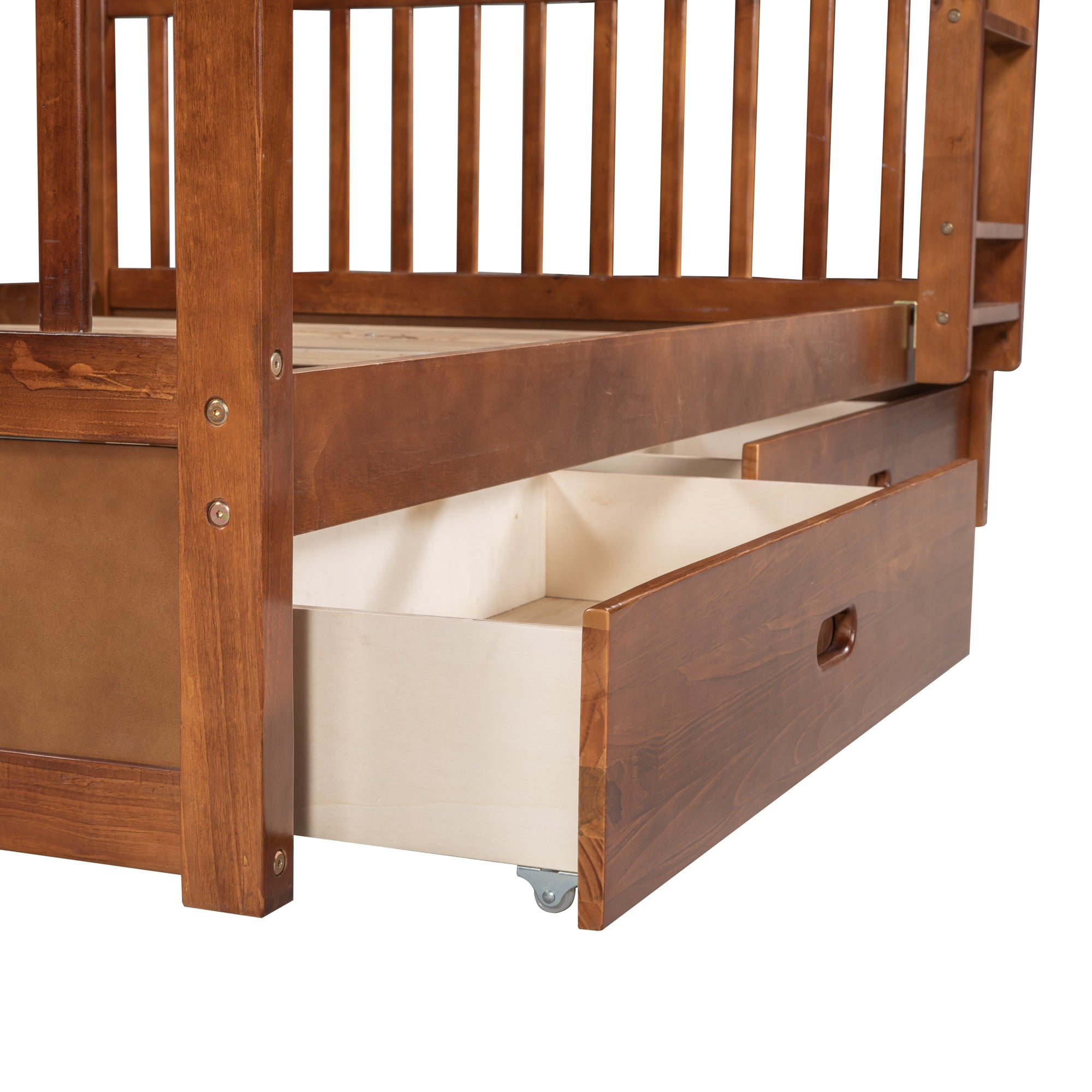 Full-Over-Full Bunk Bed with Ladders and Two Storage Drawers (Walnut)(OLD SKU:LT000365AAD) - Atlantic Fine Furniture Melbourne FL