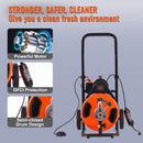 Drain Cleaning Machine 100Ft X 3/8" Auto Feed Sewer Snake - Orange