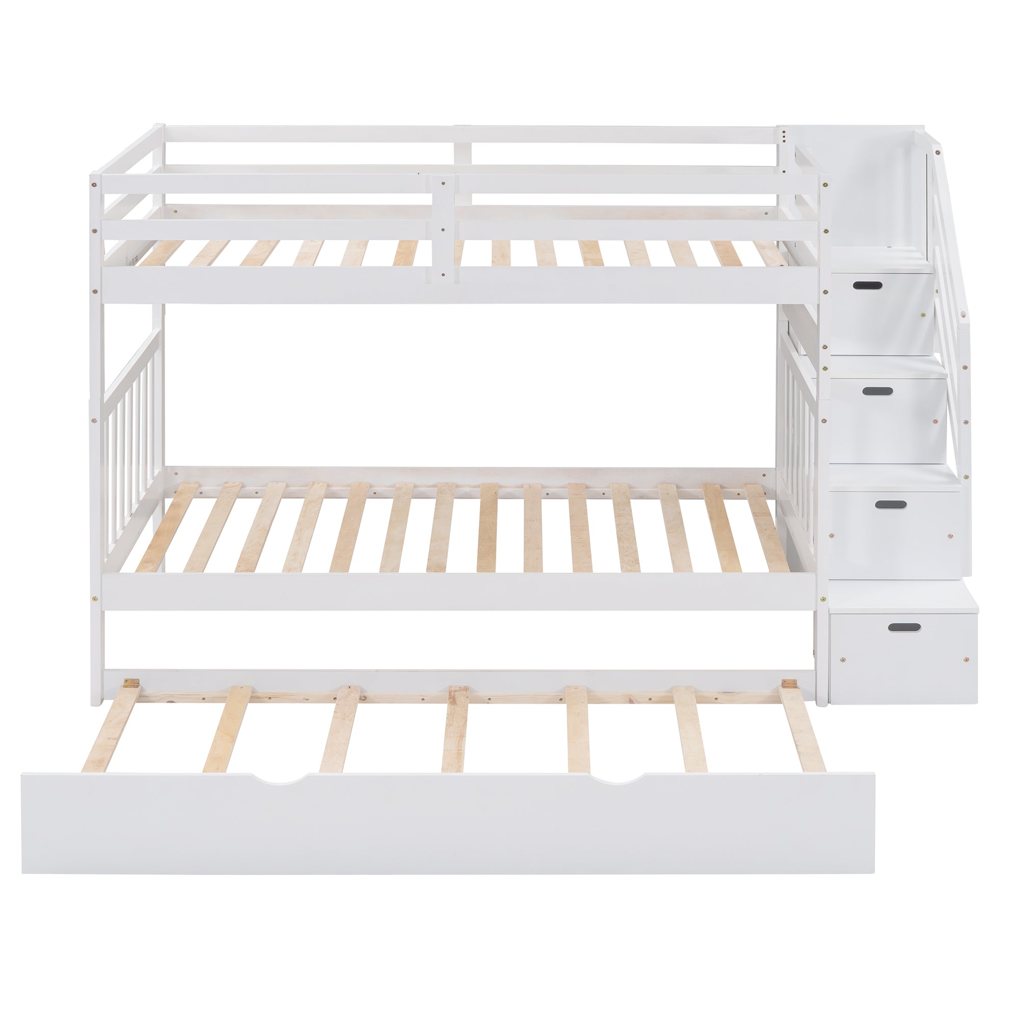 Twin over Twin/Full Bunk Bed with Twin Size Trundle (White)(OLD SKU :LP000025AAK) - Atlantic Fine Furniture Melbourne FL