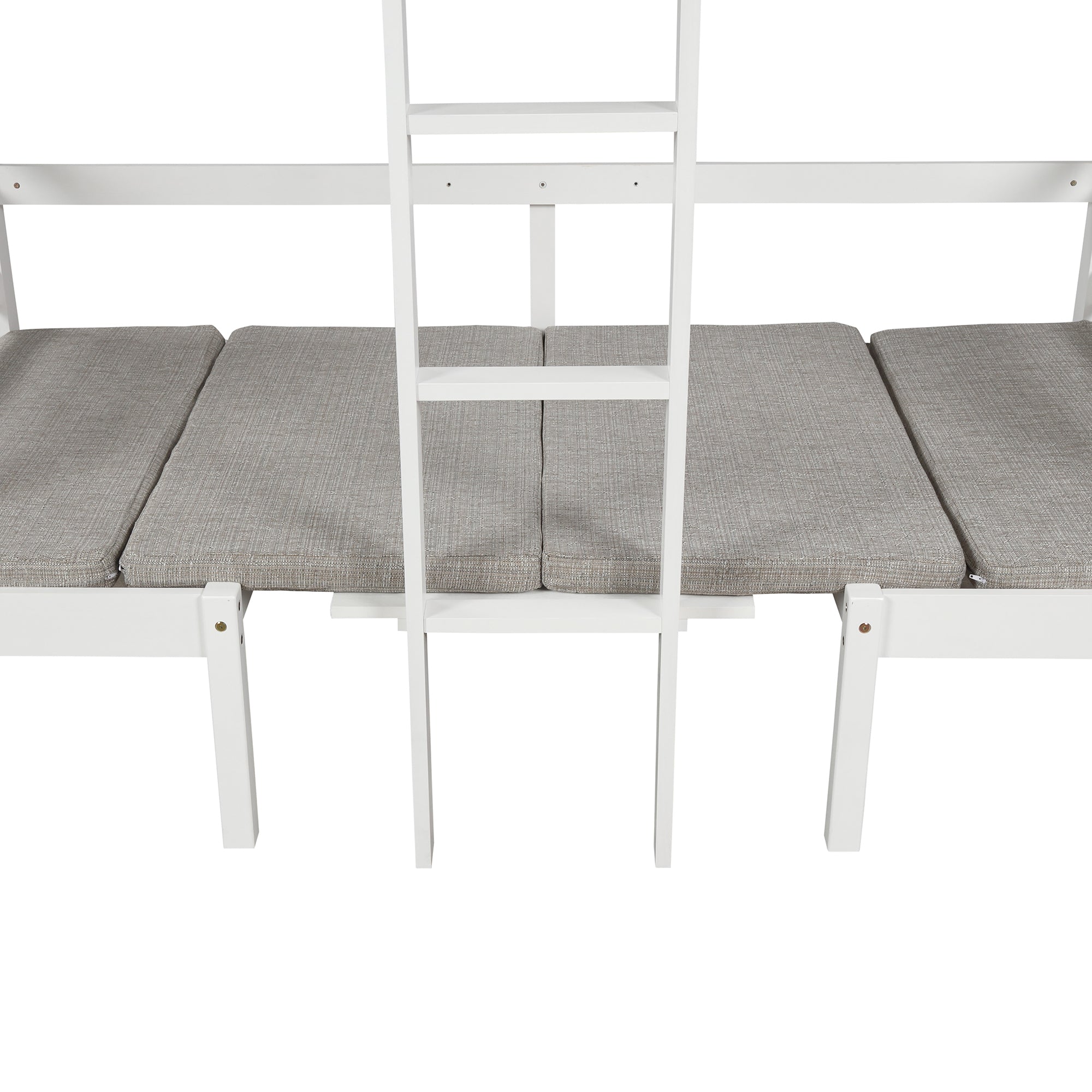 Functional Loft Bed(turn into upper bed and down desk,cushion sets are free),Twin Size,White