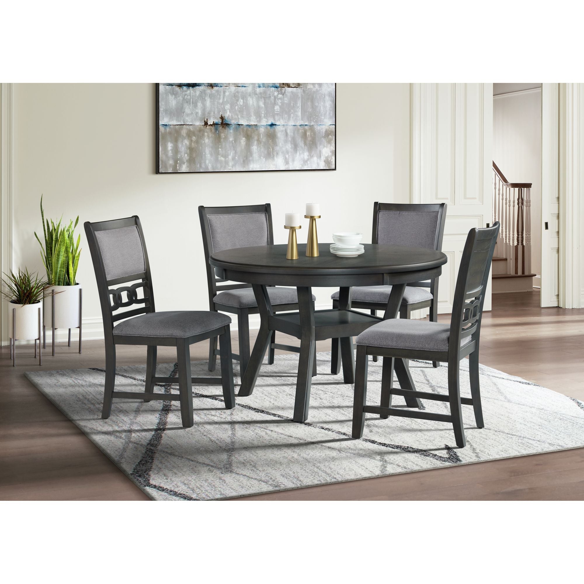 Amherst Dining Table With Wood Leg in Gray Finish by Elements International, view 6