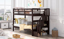 Stairway Bunk Bed With Storage And Guard Rail For Bedroom