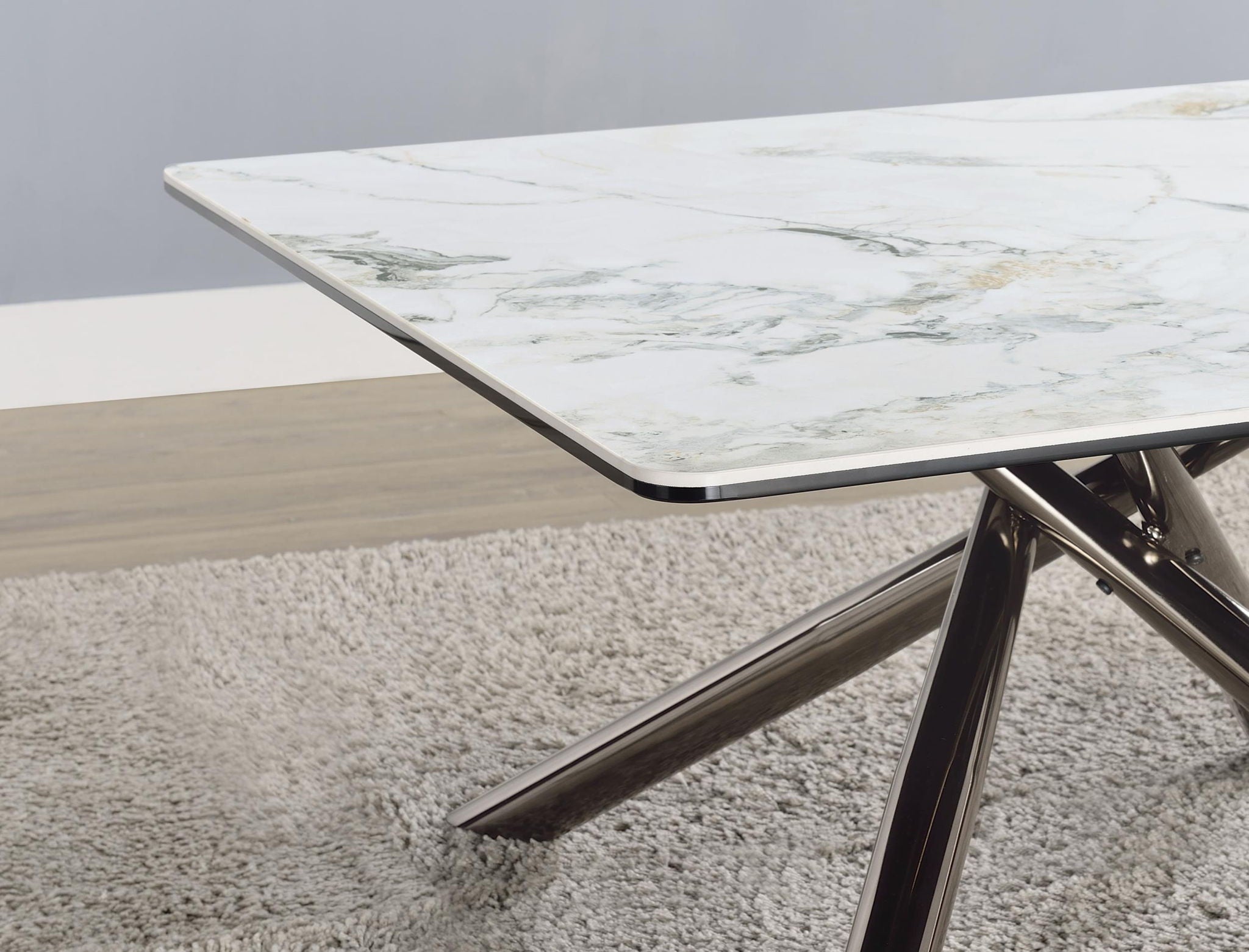 Carvell Square Sintered Stone Top Coffee Table Mirage White - Atlantic Fine Furniture Melbourne FL