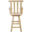 Rustic Bar Stool, Fir Wood Construction, Wide Armrest
