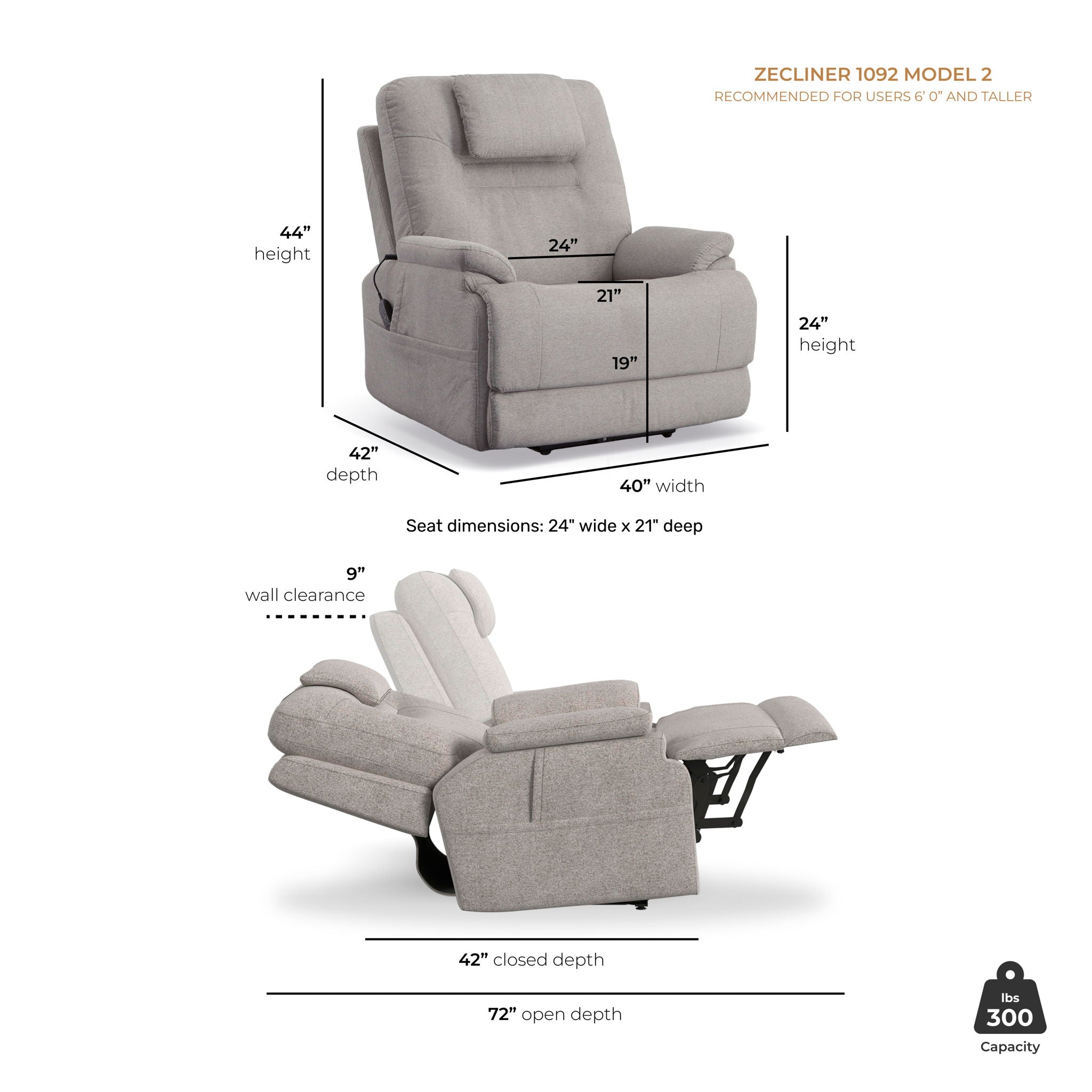 Zecliner Model 2 - Power Sleep Chair