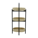 Modern 3 Tier Handwoven Side Table With Oval Organizer