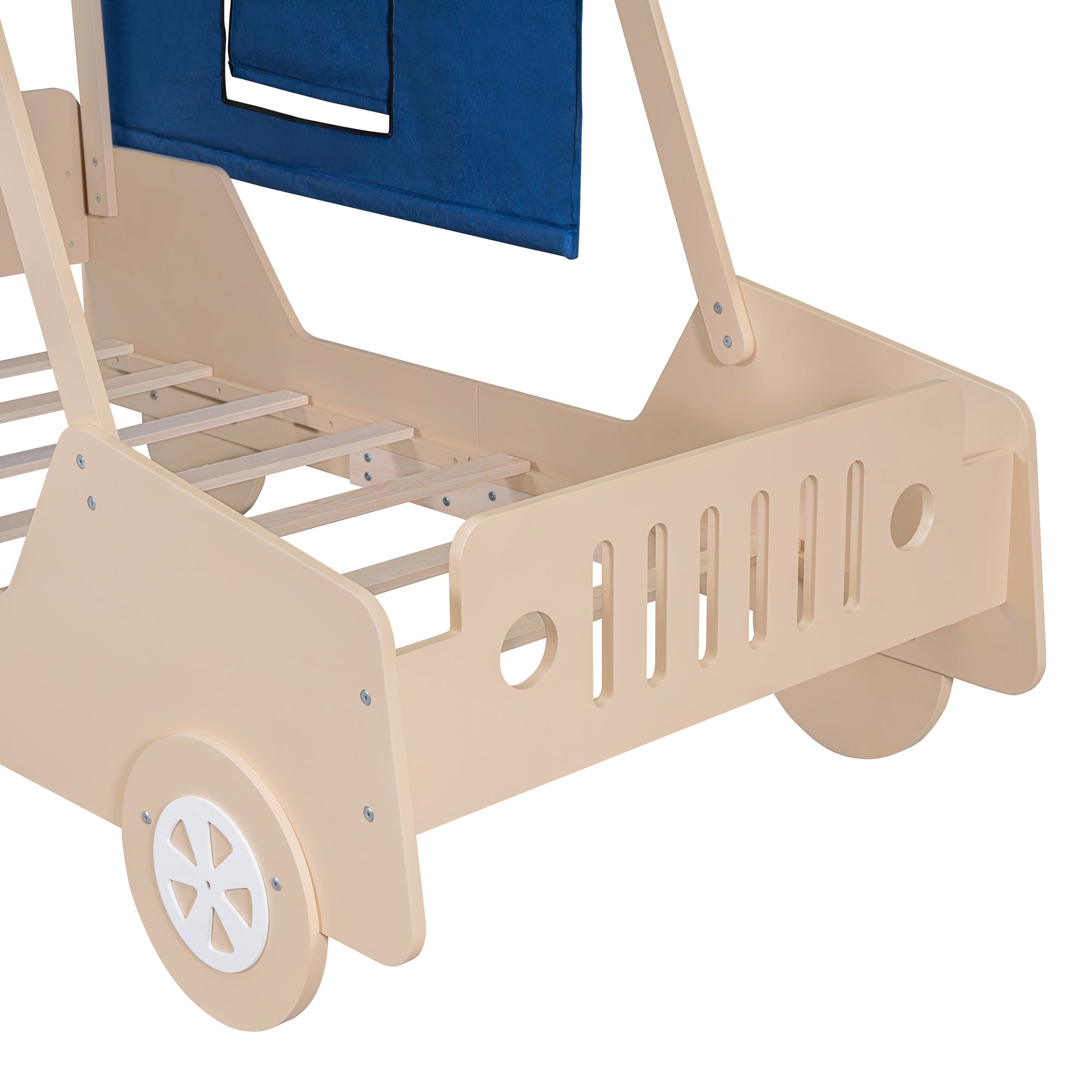 Twin Size Car Shaped Bed with Tents,Natural - Atlantic Fine Furniture Melbourne FL