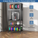 3D Printer Cabinet With Double Layer Filament Storage, Noise Reducing Design - Black