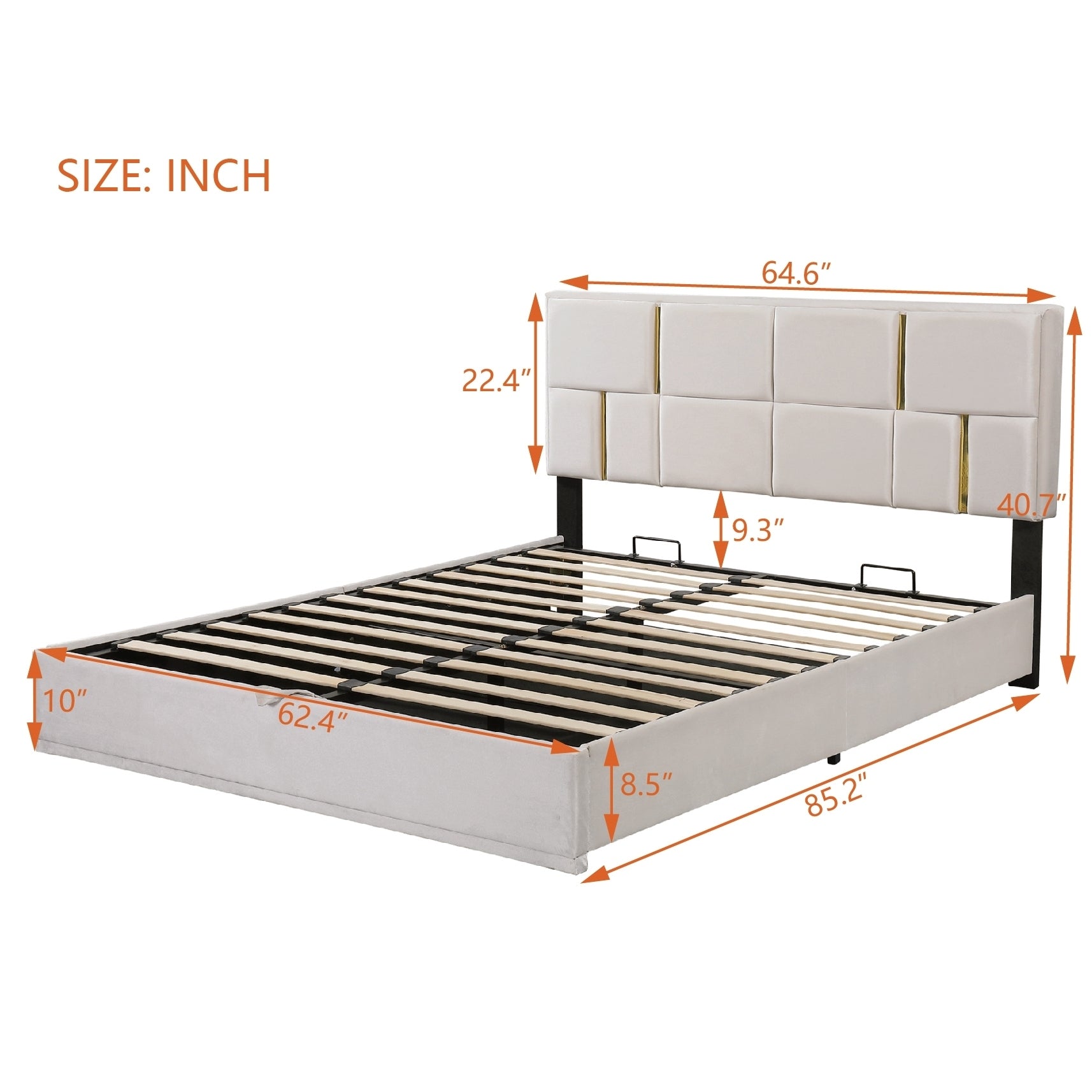 Queen Size Upholstered Platform Bed with Hydraulic Storage System,No Box Spring Needed,Beige - Atlantic Fine Furniture Melbourne FL