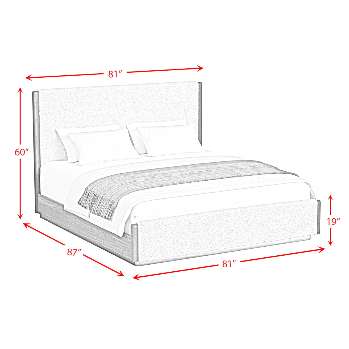 Brisbane Upholstered Bed With Boucle And LED in Beige by Elements International, view 4
