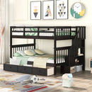 Stairway Bunk Bed With Storage And Guard Rail For Bedroom