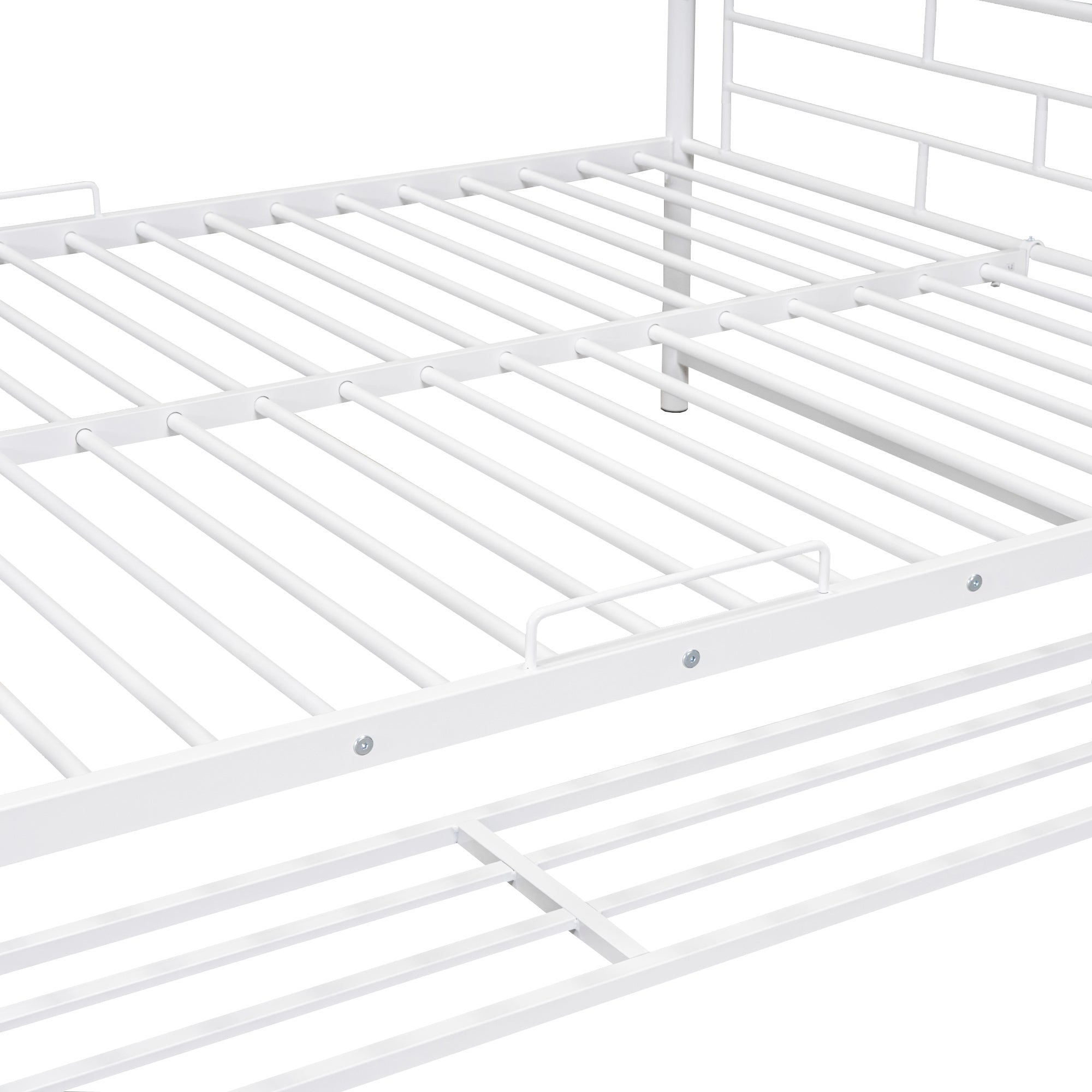Full Over Full Metal Bunk Bed with Shelf and Guardrails, White - Atlantic Fine Furniture Melbourne FL