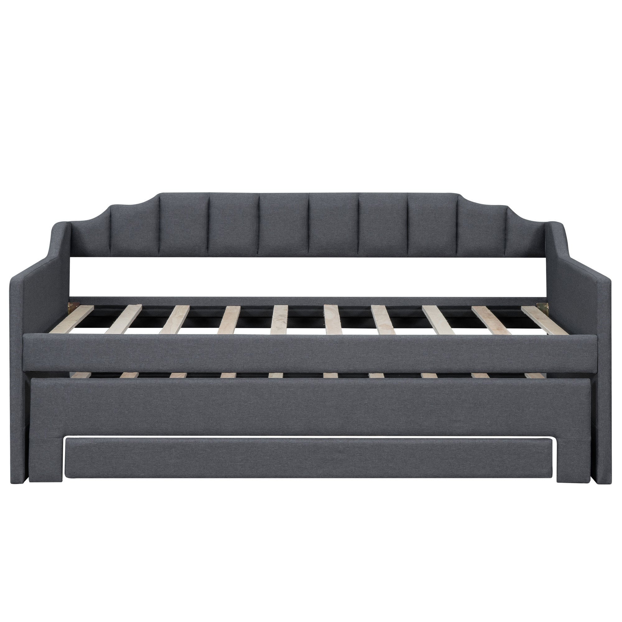 Twin Size Upholstered Daybed with Trundle and Three Drawers,Gray - Atlantic Fine Furniture Melbourne FL