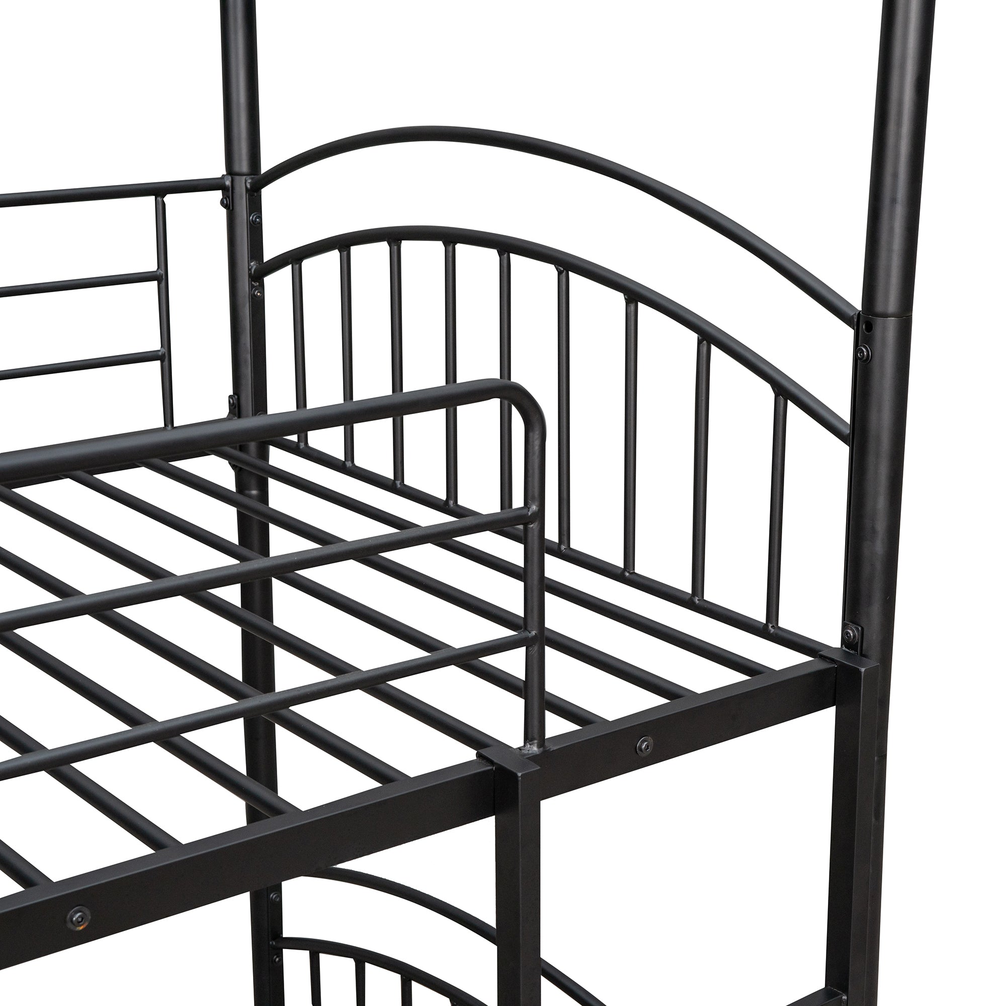 Twin Over Twin Metal Bunk Bed With Slide,Kids House Bed Black - Atlantic Fine Furniture Melbourne FL