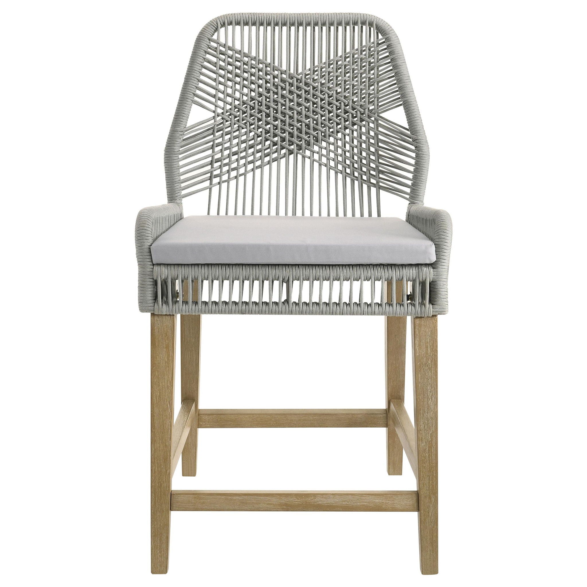 Nakia Woven Rope Counter Chair with Cushion Grey (Set of 2)
