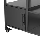 Outdoor Grill Table For Big Egg Style Bbq With Metal Grill Cart And Storage Box And Metal And Stainless Steel - Black / Silver