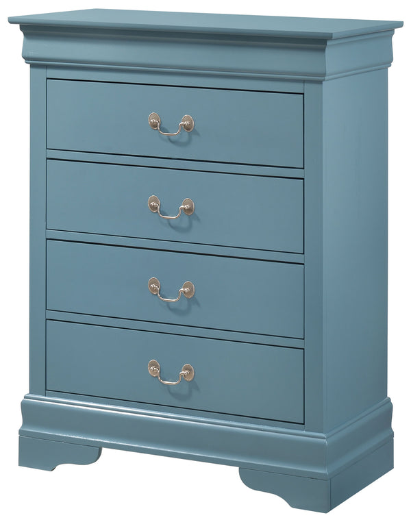 Louis Phillipe - G3180-BC 4 Drawer Chest - Teal