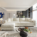 Plush Corduroy 4 Seat Sofa With Soft Pillows And Movable Ottoman