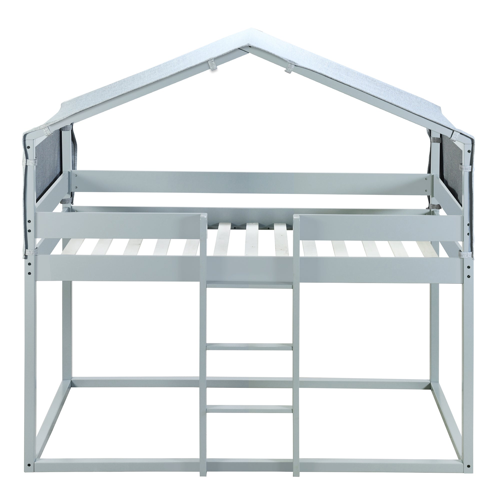 Twin Over Twin Bunk Bed Wood Bed with Tent, Gray - Atlantic Fine Furniture Melbourne FL