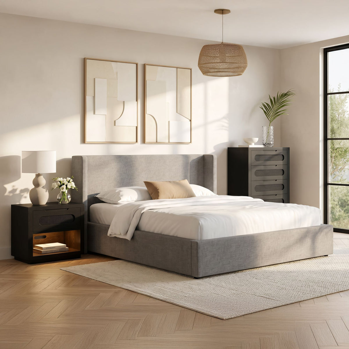 Angeline Complete Non-Storage Bed in Gray by Elements International, view 8