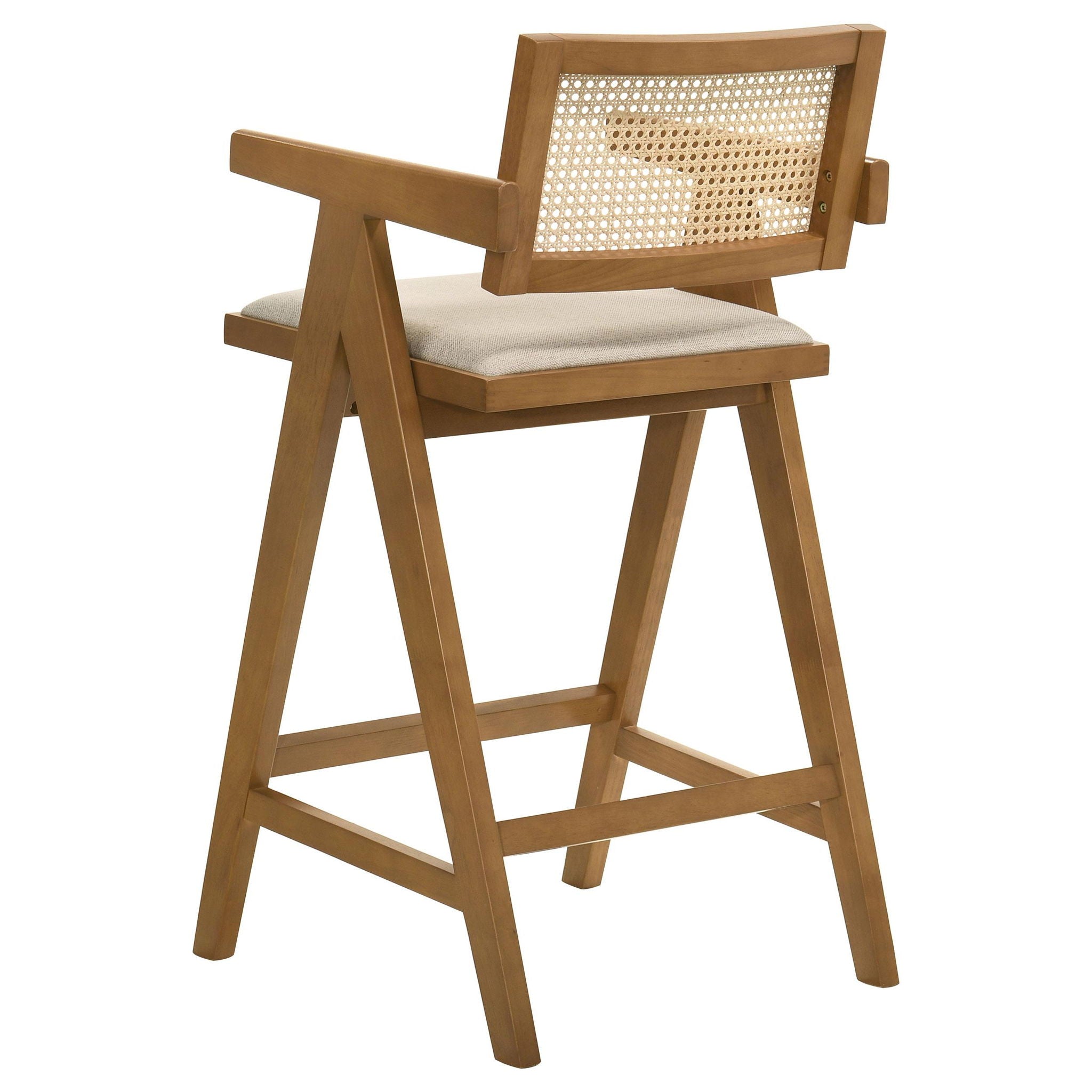 Kane Woven Rattan Wood Bar Chair Light Walnut (Set of 2) - Atlantic Fine Furniture Melbourne FL