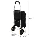 Foldable Shopping Trolley With Wheels And Removable Waterproof Bag - Black