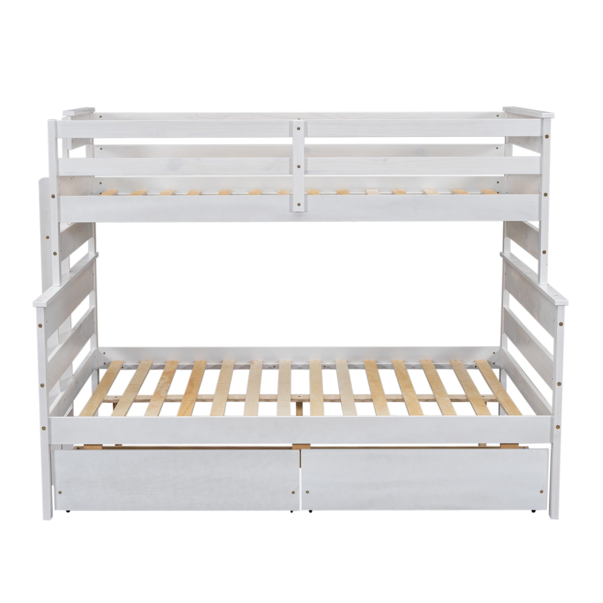 Wood Twin over Full Bunk Bed with 2 Drawers, White - Atlantic Fine Furniture Melbourne FL