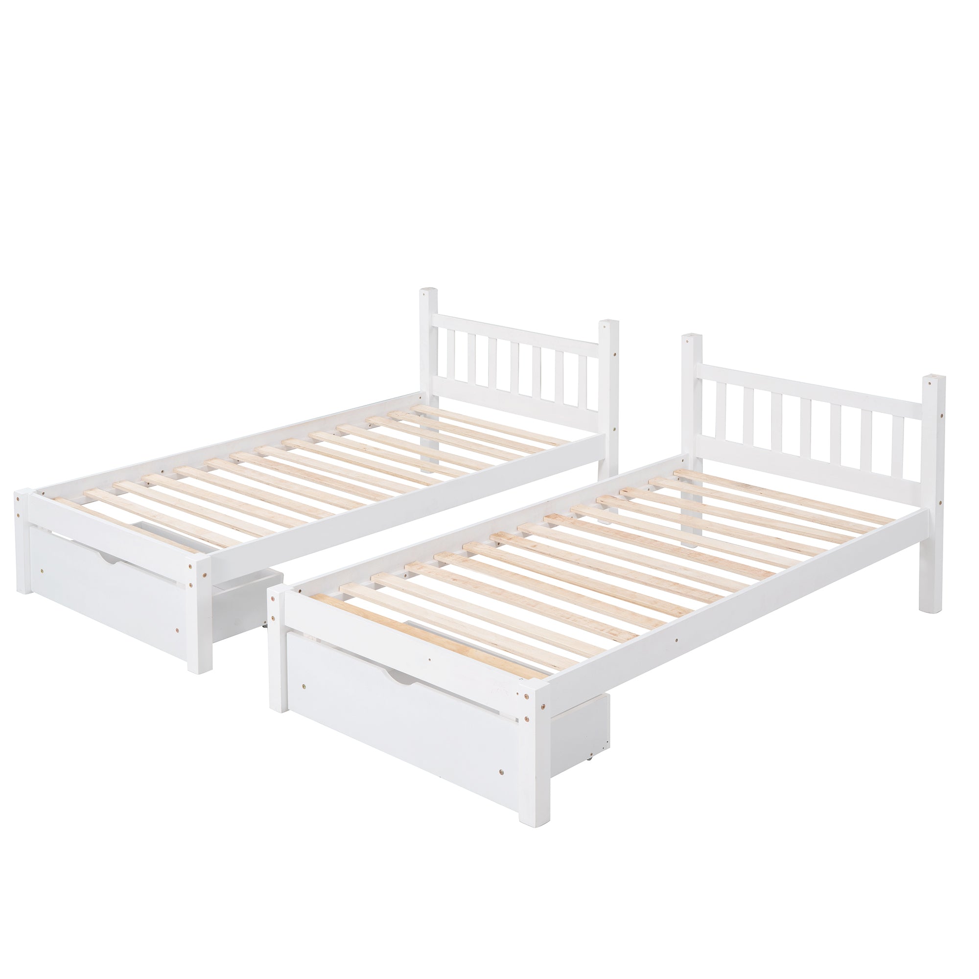Full Over Twin & Twin Bunk Bed, Wood Triple Bunk Bed with Drawers and Guardrails, White (OLD SKU: LP000143AAK)