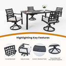 Modern Classic Outdoor Patio Dining Set, Rectangular Table & Dining Chairs, Rust Free, Weather Resistant