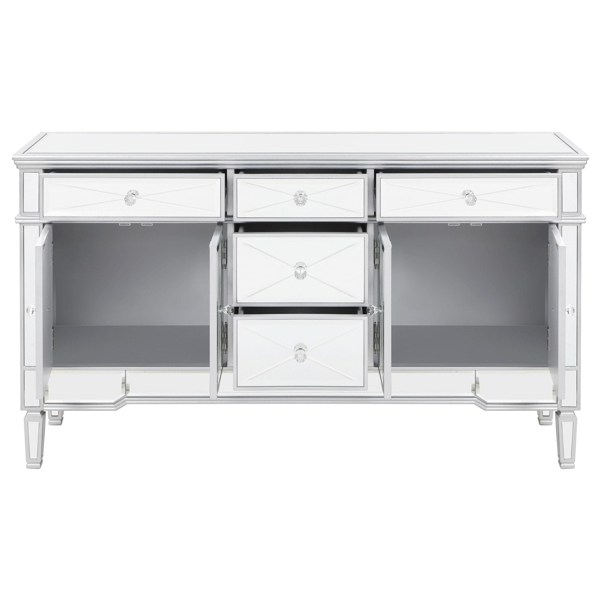 Duchess 5-drawer Mirrored Storage Accent Cabinet Silver