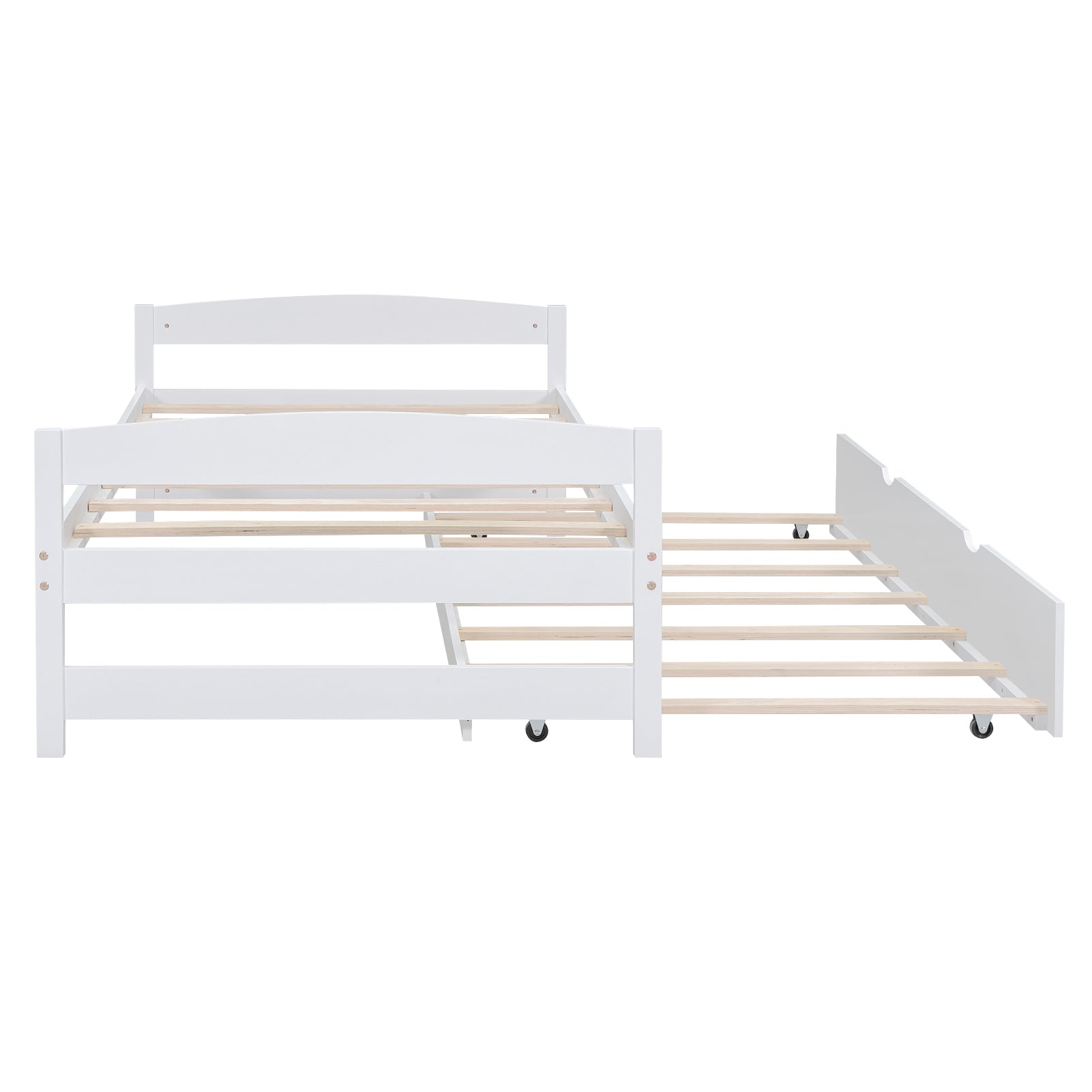 Twin Size Platform Bed with Twin Size Trundle, White - Atlantic Fine Furniture Melbourne FL