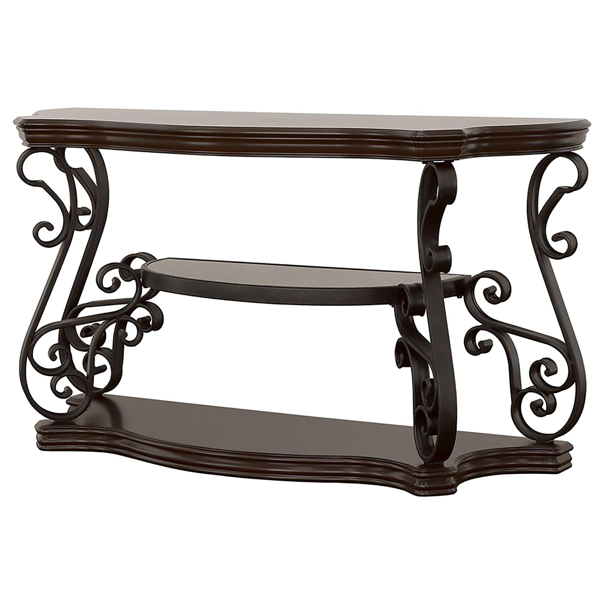 Laney Scrollwork Entryway Sofa Console Table Deep Merlot