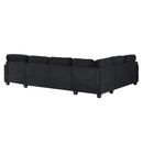 Upholstered U-Shaped Sectional Sofa With Movable Ottoman And Side Storage Pockets
