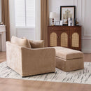 Accent Chair Wide With 2 Bolster Pillows, And Matching Ottoman