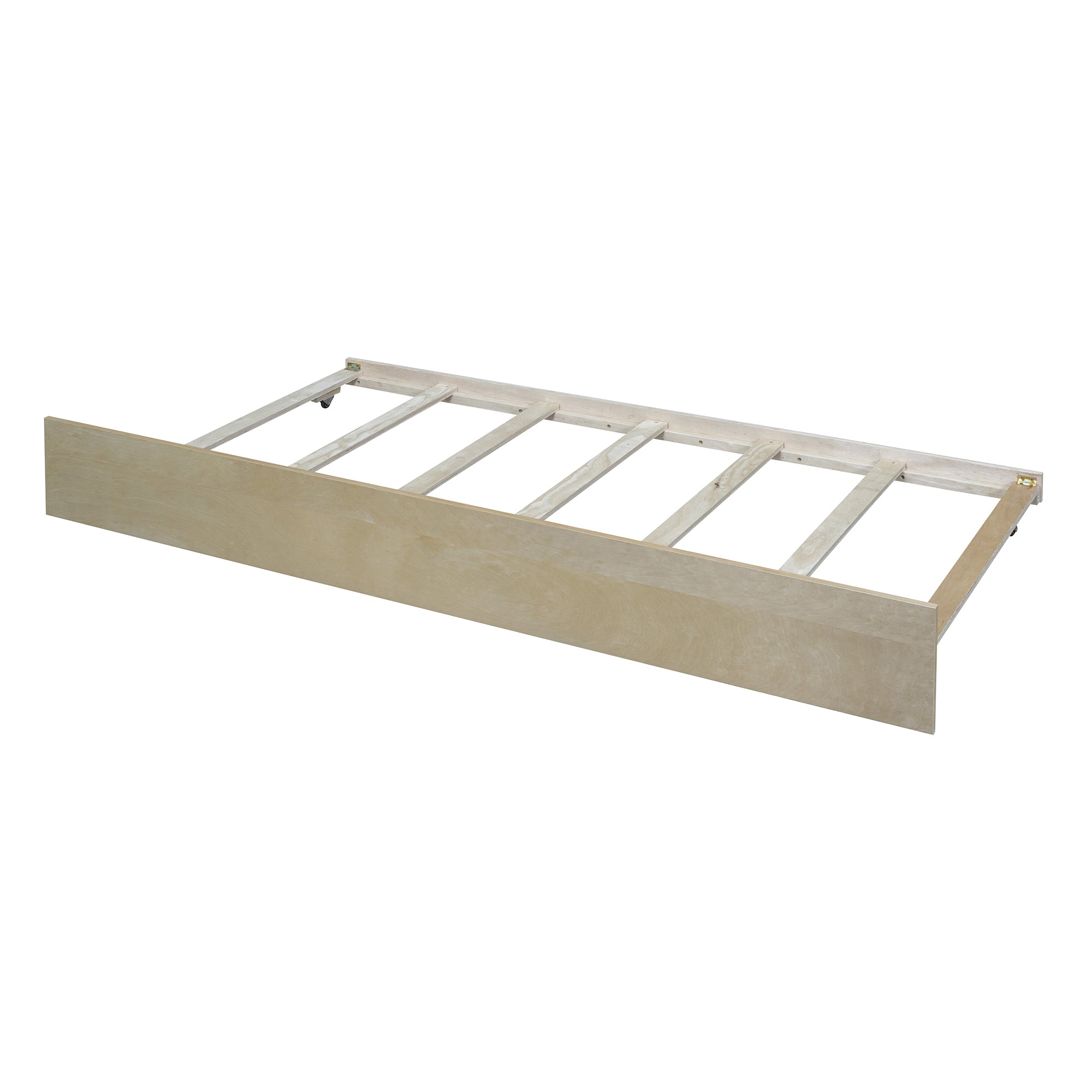 Twin Size Wood Daybed with Trundle and Fence Guardrails, Natural - Atlantic Fine Furniture Melbourne FL