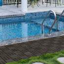 Acacia Wood Interlocking Deck Tiles Checker Pattern For Outdoor Flooring